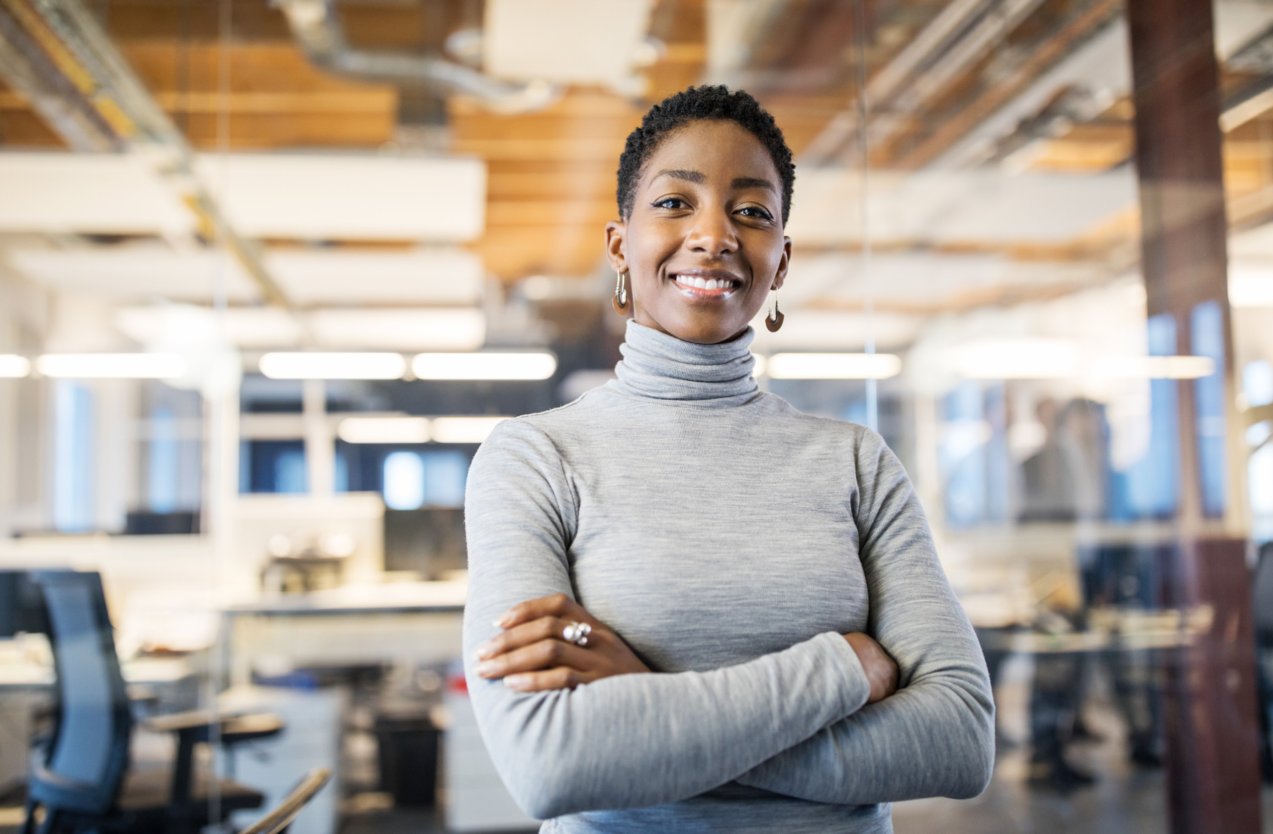 Confident businesswoman in a modern office
